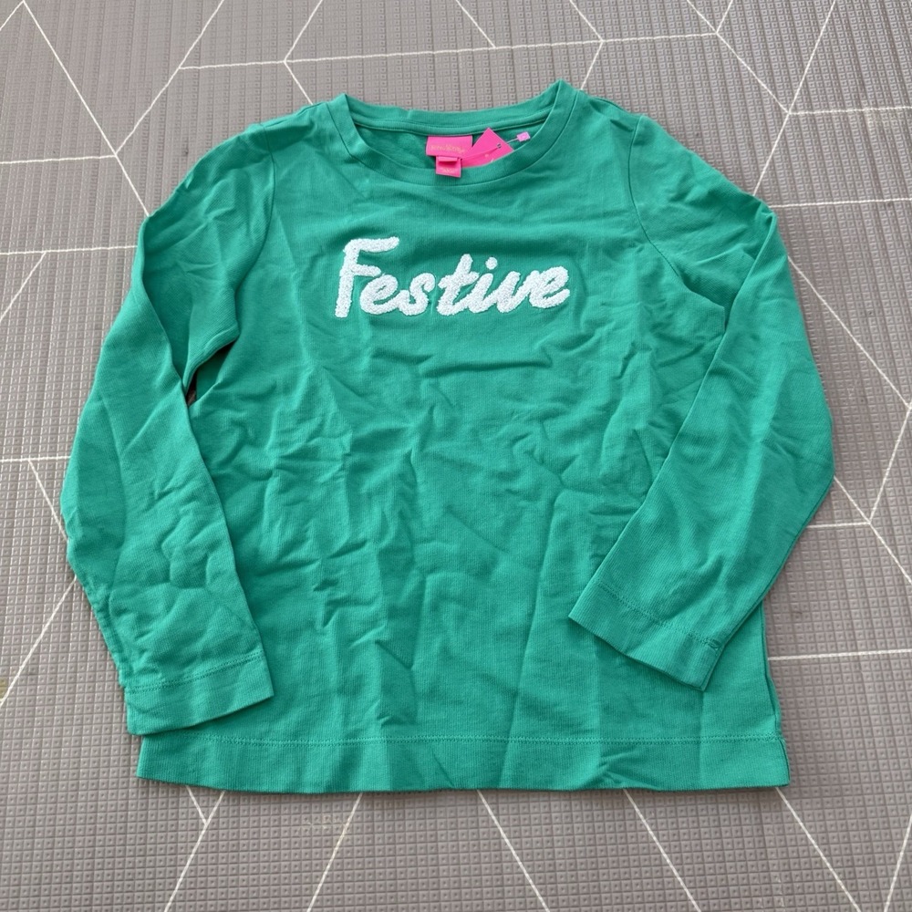 NEW Lilly Pulitzer Girls Mini Rami FESTIVE Sweatshirt Size XL Holiday Sweater